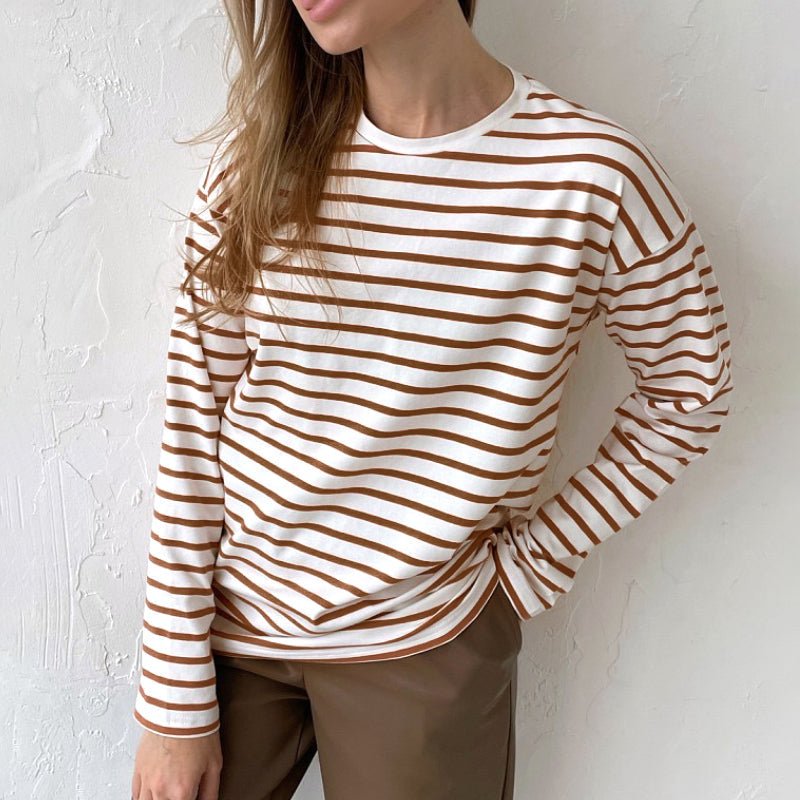 Paris Chic Long - Sleeve Striped Shirt - Infinityloyal