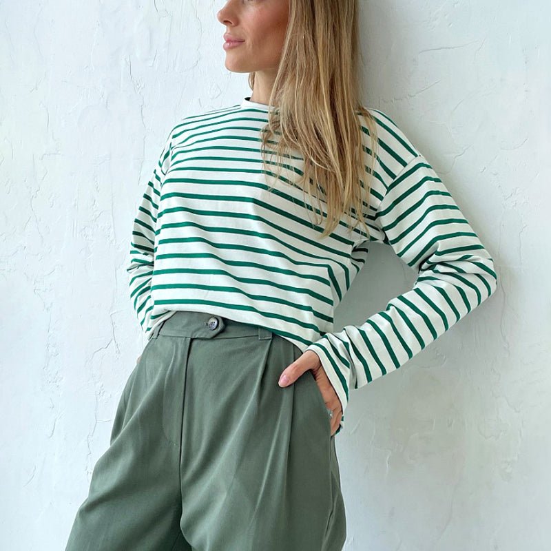 Paris Chic Long - Sleeve Striped Shirt - Infinityloyal