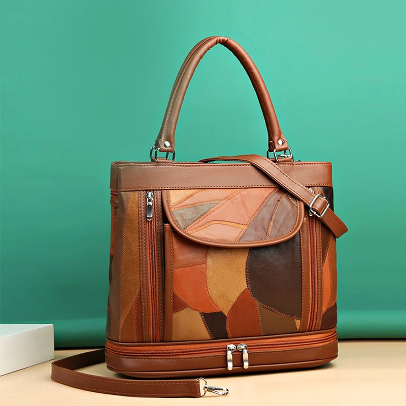 Paula Patchwork Genuine Leather Bag - Infinityloyal