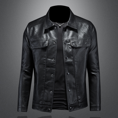 Jack Washington Lapel Motorcycle Leather Jacket