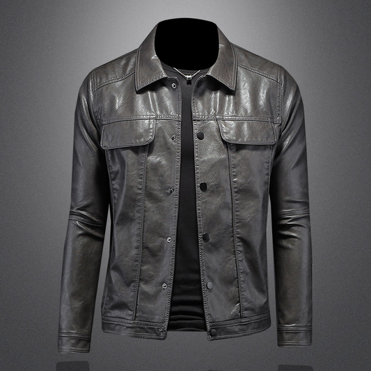 Jack Washington Lapel Motorcycle Leather Jacket