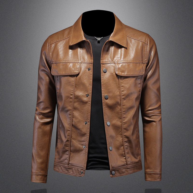 Jack Washington Lapel Motorcycle Leather Jacket