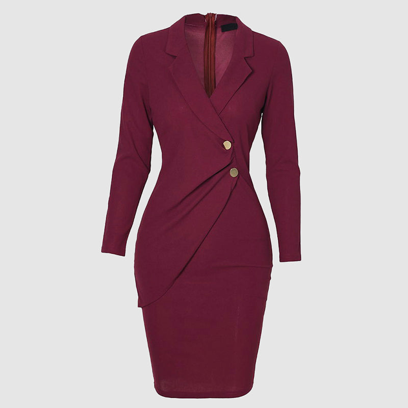 Amelie Fleur Asymmetrical Blazer Midi Dress