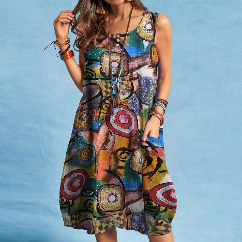 Amelie Fleur Bohemian Pocketed Dress