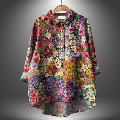 Amelie Fleur Button-Up Shirt with Allover Print
