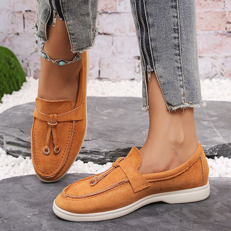 Amelie Fleur Casual Suede Loafers