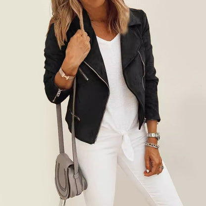 Amelie Fleur Cropped Faux Suede Jacket