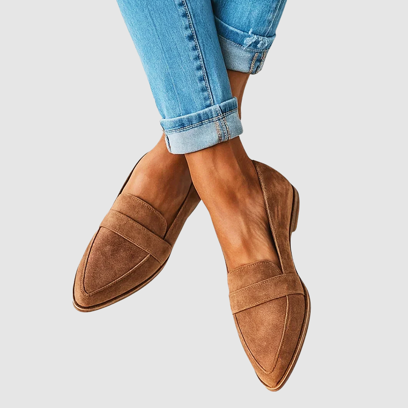 Amelie Fleur Flat Suede Loafers