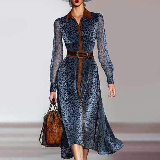 Amelie Fleur Long Sleeve Leopard Dress