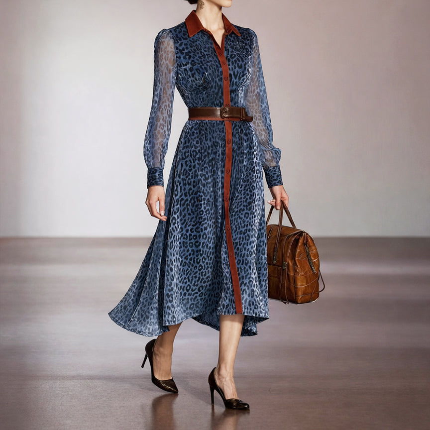 Amelie Fleur Long Sleeve Leopard Dress