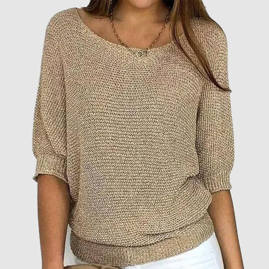 Amelie Fleur Loose Mid-Sleeve Sweater
