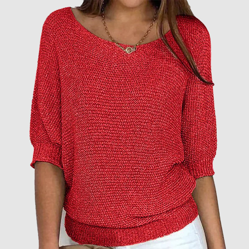 Amelie Fleur Loose Mid-Sleeve Sweater