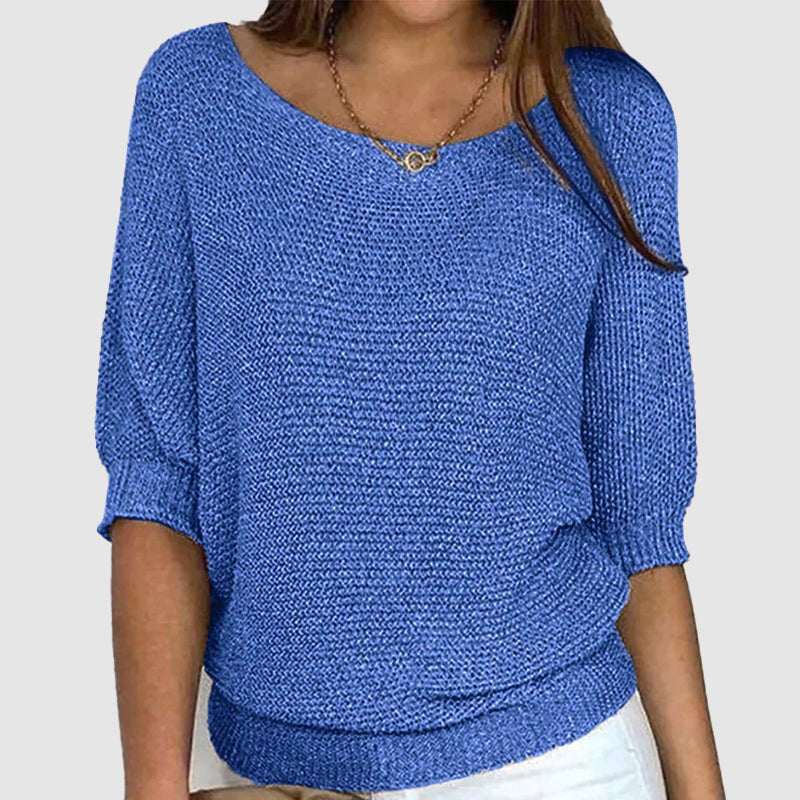 Amelie Fleur Loose Mid-Sleeve Sweater
