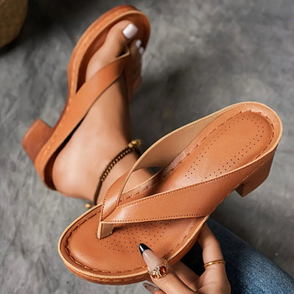 Amelie Fleur Low Heel Thong Sandals