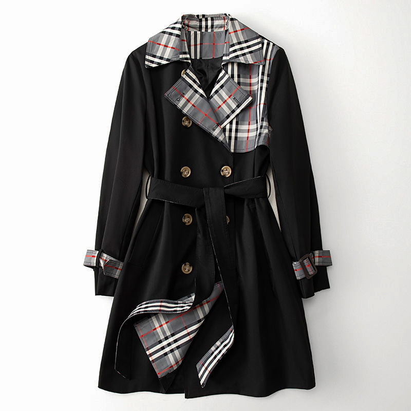 Amelie Fleur Plaid Trench Coat