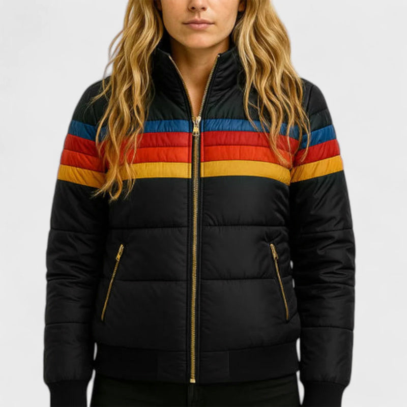 Amelie Fleur Retro Colorblock Puffer Jacket
