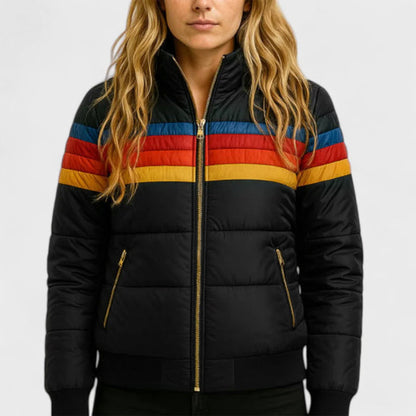 Amelie Fleur Retro Colorblock Puffer Jacket