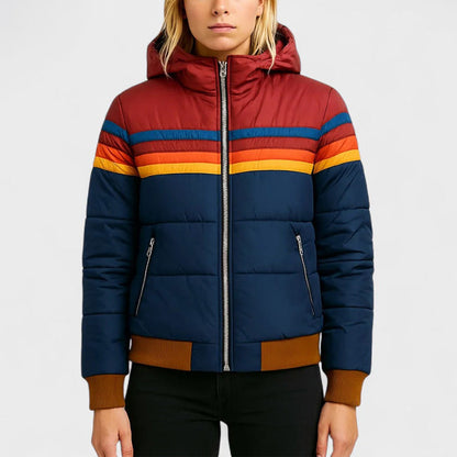 Amelie Fleur Retro Colorblock Puffer Jacket