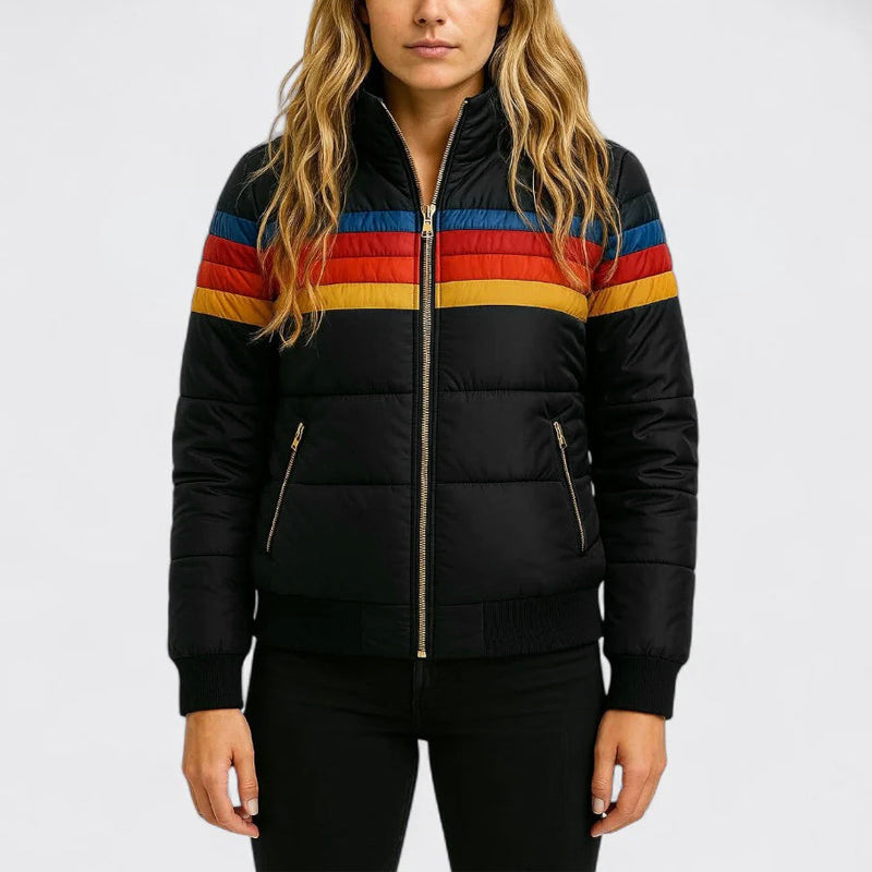 Amelie Fleur Retro Colorblock Puffer Jacket