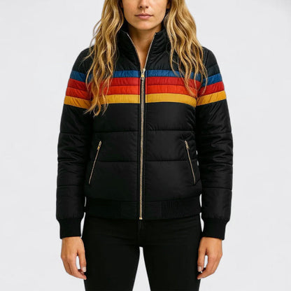 Amelie Fleur Retro Colorblock Puffer Jacket