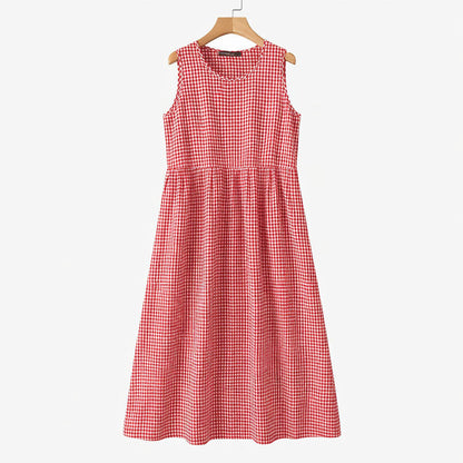 Amelie Fleur Sleeveless Check Midi Dress