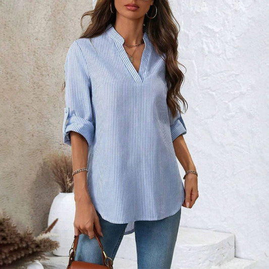 Amelie Fleur Striped Long Sleeve Blouse