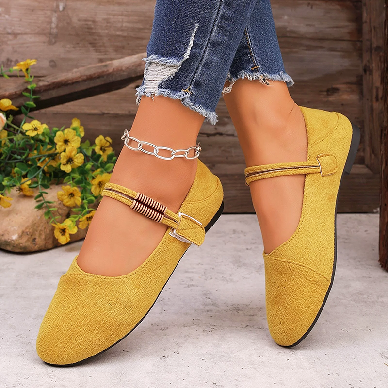 Amelie Fleur Suede Mary Jane Flats