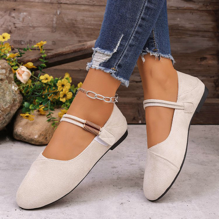 Amelie Fleur Suede Mary Jane Flats