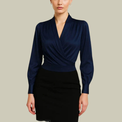 Amelie Fleur V-Neck Wrap Front Blouse