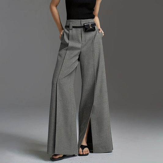 Amelie Fleur Wide Leg Trousers with Front Slit