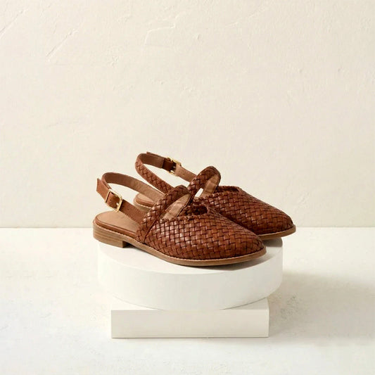 Amelie Fleur Woven Slingback Flats