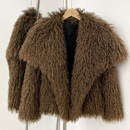 Amelie Fleur Cozy Curl Faux Fur Coat