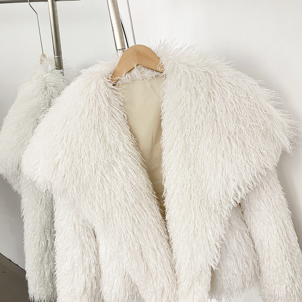 Amelie Fleur Cozy Curl Faux Fur Coat