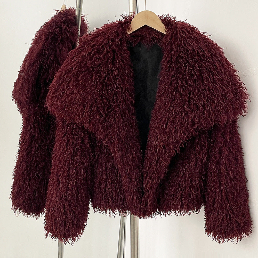 Amelie Fleur Cozy Curl Faux Fur Coat