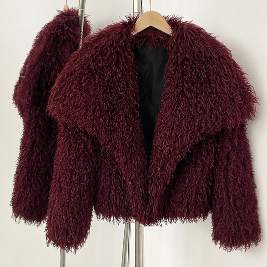 Amelie Fleur Cozy Curl Faux Fur Coat