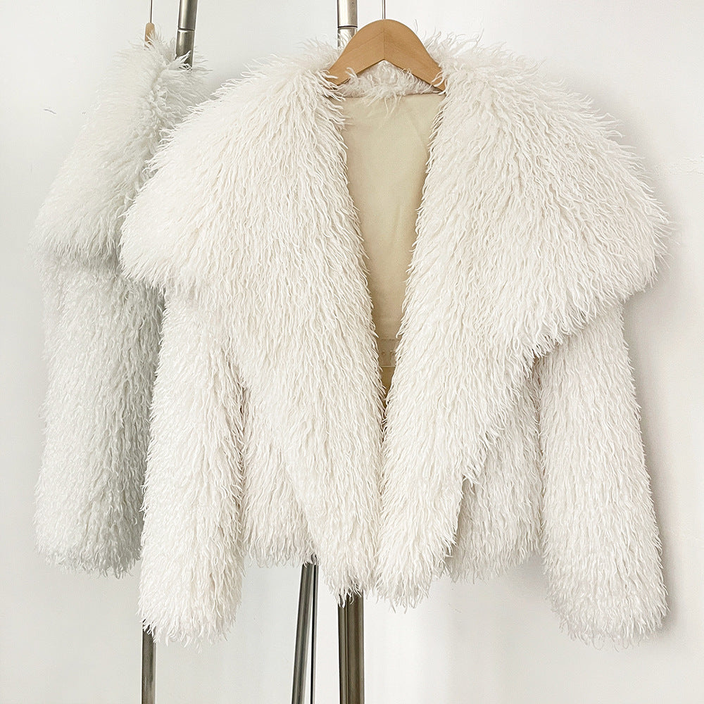 Amelie Fleur Cozy Curl Faux Fur Coat