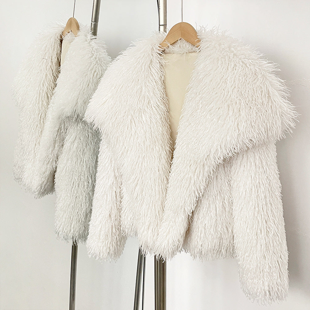 Amelie Fleur Cozy Curl Faux Fur Coat