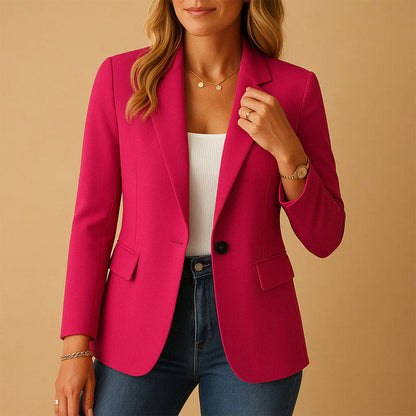 Amelie Fleur One-Button Tailored Blazer
