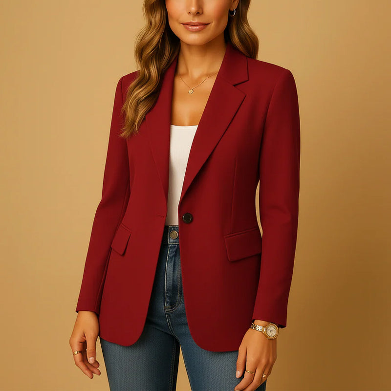 Amelie Fleur One-Button Tailored Blazer