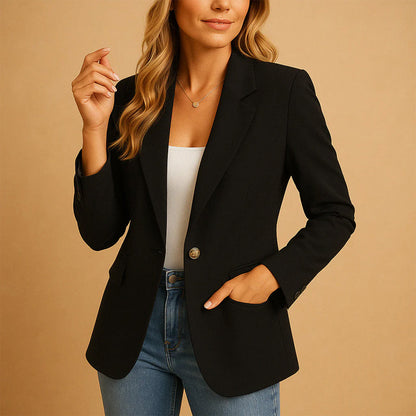 Amelie Fleur One-Button Tailored Blazer