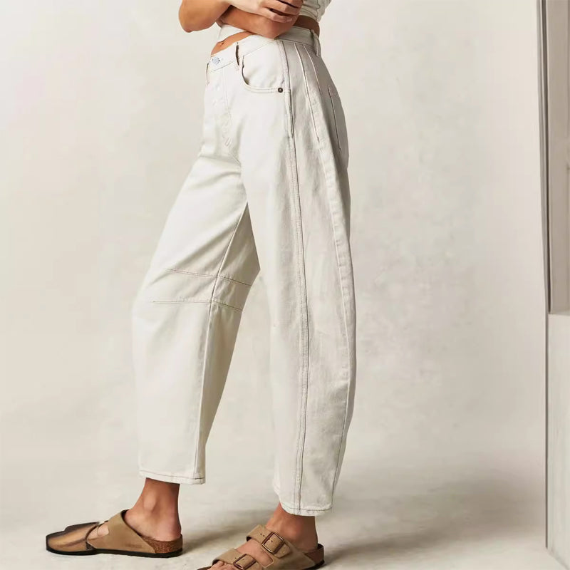 Amelie Fleur Wide-Leg Pants with Structured Seams