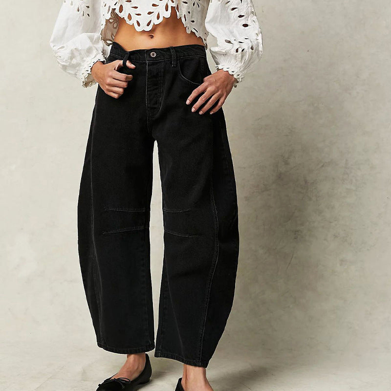Amelie Fleur Wide-Leg Pants with Structured Seams