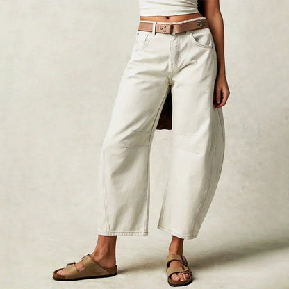 Amelie Fleur Wide-Leg Pants with Structured Seams