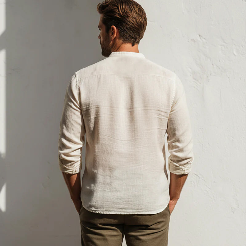 Ben Smith Cotton Henley Shirt with Chest Pocket
