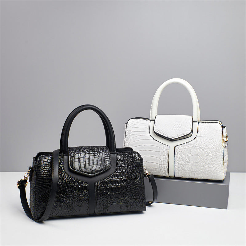 Box-Style Top-Handle Bag with Textured Design