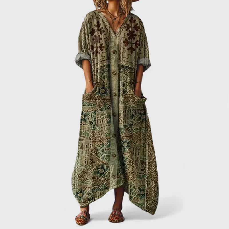Camille Martin Boho Print Oversized Maxi Dress