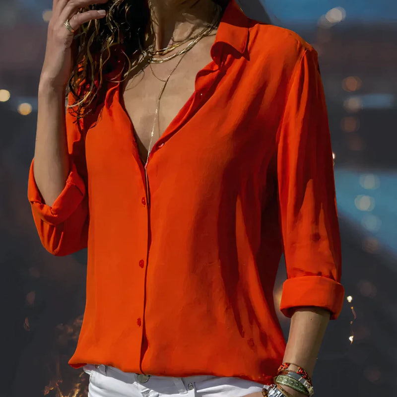 Camille Martin Draped Button-Up Blouse