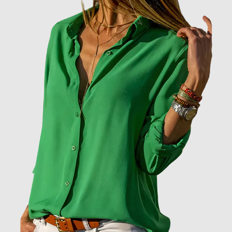 Camille Martin Draped Button-Up Blouse