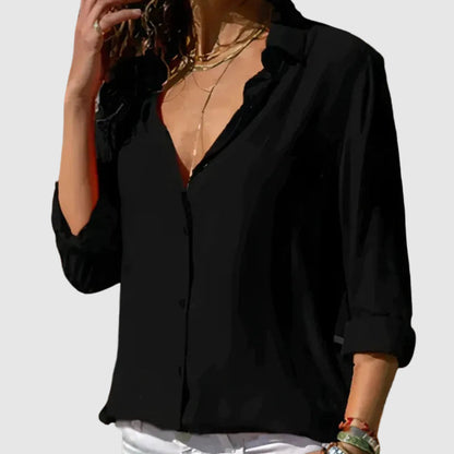 Camille Martin Draped Button-Up Blouse