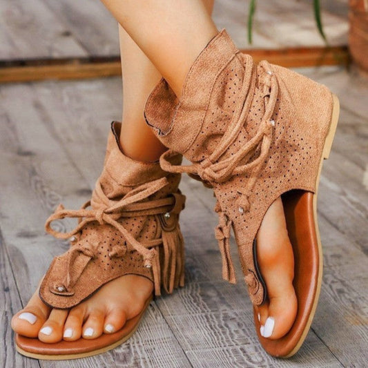Camille Martin Flat Sandals with Decorative Fringe